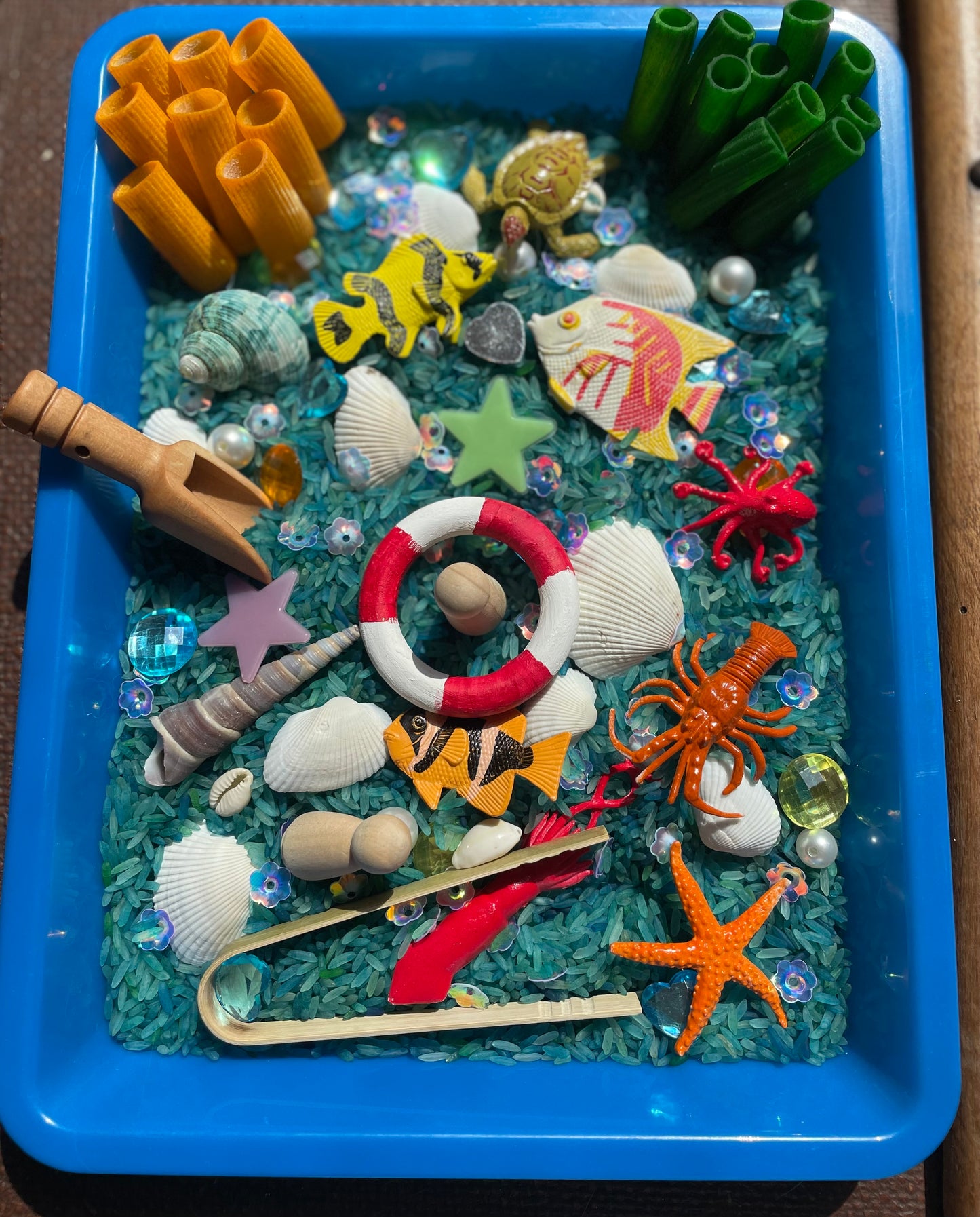 Sensory Tray, under the sea themed